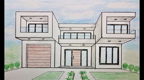 architecture beginner easy modern house drawing|How to Draw a House in Two Point Perspective: Modern House.